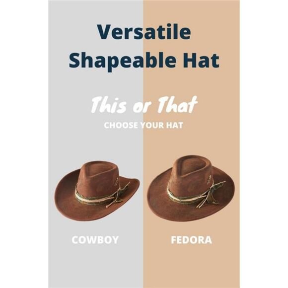Distress Vintage Shapable Fedora Cowboy Hat main image 5